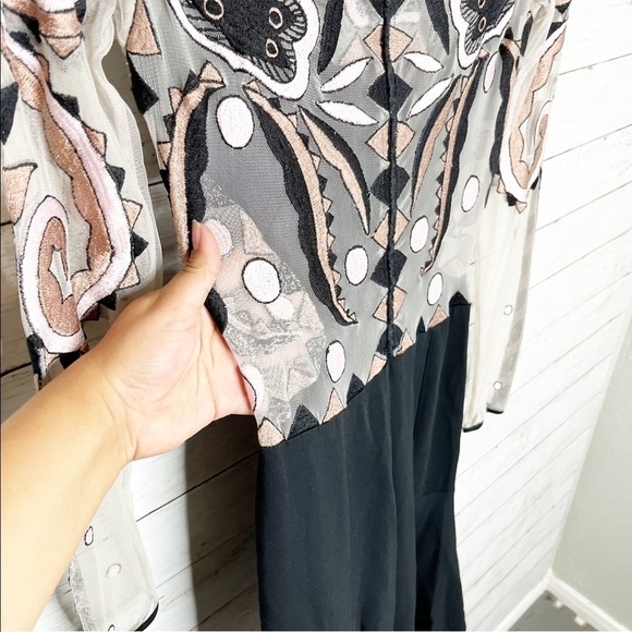 Temperely London Mesh Open Back Long Sleeve Fit & Flare Mini Cocktail Dress - Picture 4 of 11